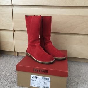 Camper Red Suede Boots